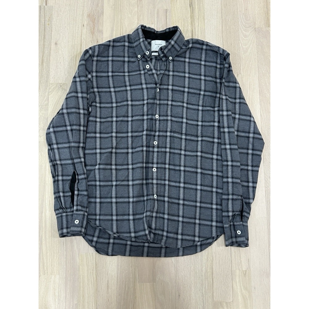 BILLY REID Gray Check Shirt Standard Fit Cotton Cashmere Sz Small Portugal